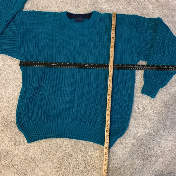 NWT Vintage Cambridge Classics Teal Sweater Chunky Knit Oversized Size Large - Picture 8 of 17